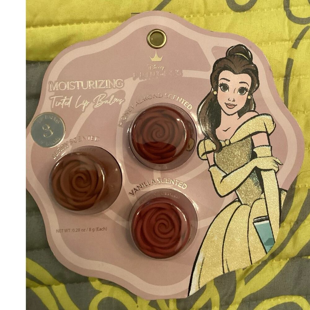 NWT Disney Princess Belle Moisturizing Tinted Lip Balm 3-Pack Set